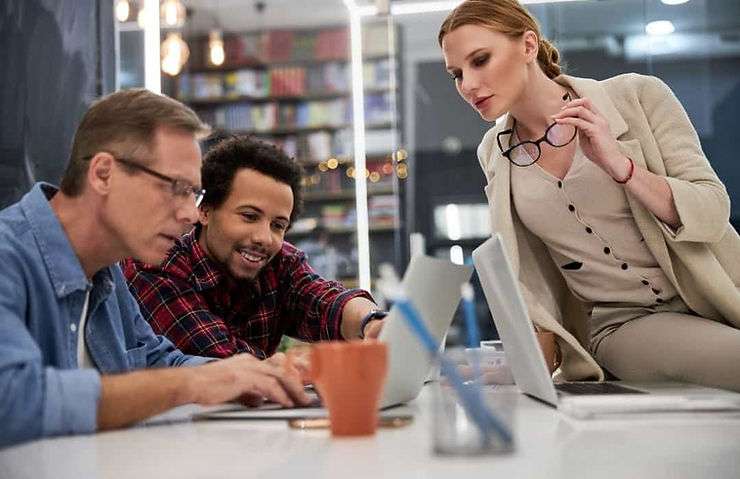 Employees working on a project