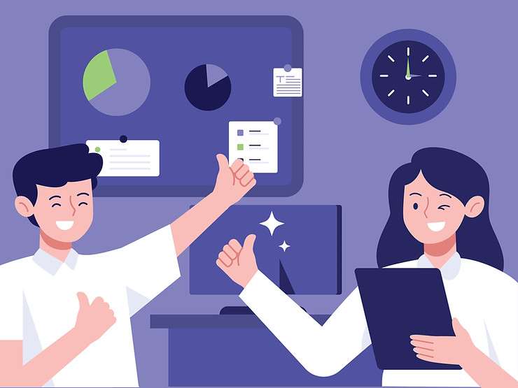 Coworkers celebrating Illustration