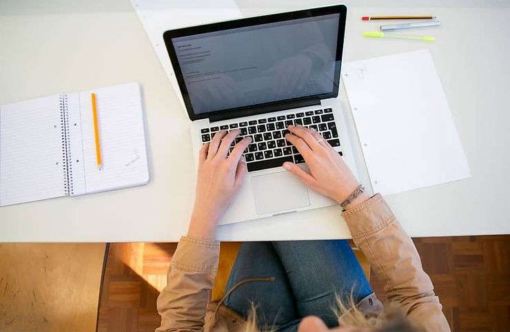 Woman working on laptop