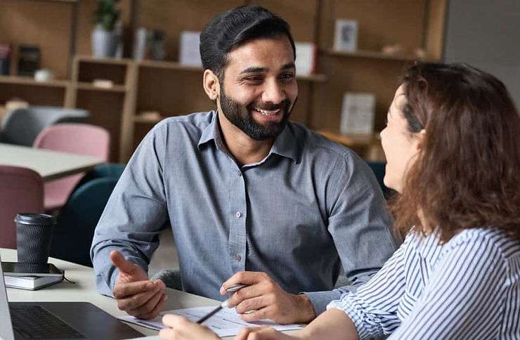 Employees in cheerful mood